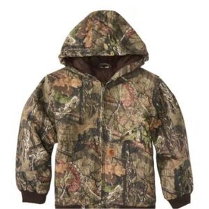 Carhartt Mossy Oak Boy Canvas Insulated Hooded Camo Active Jacket SZ 12